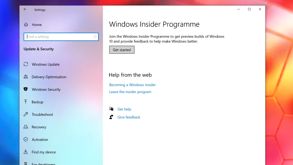 Windows insider programme